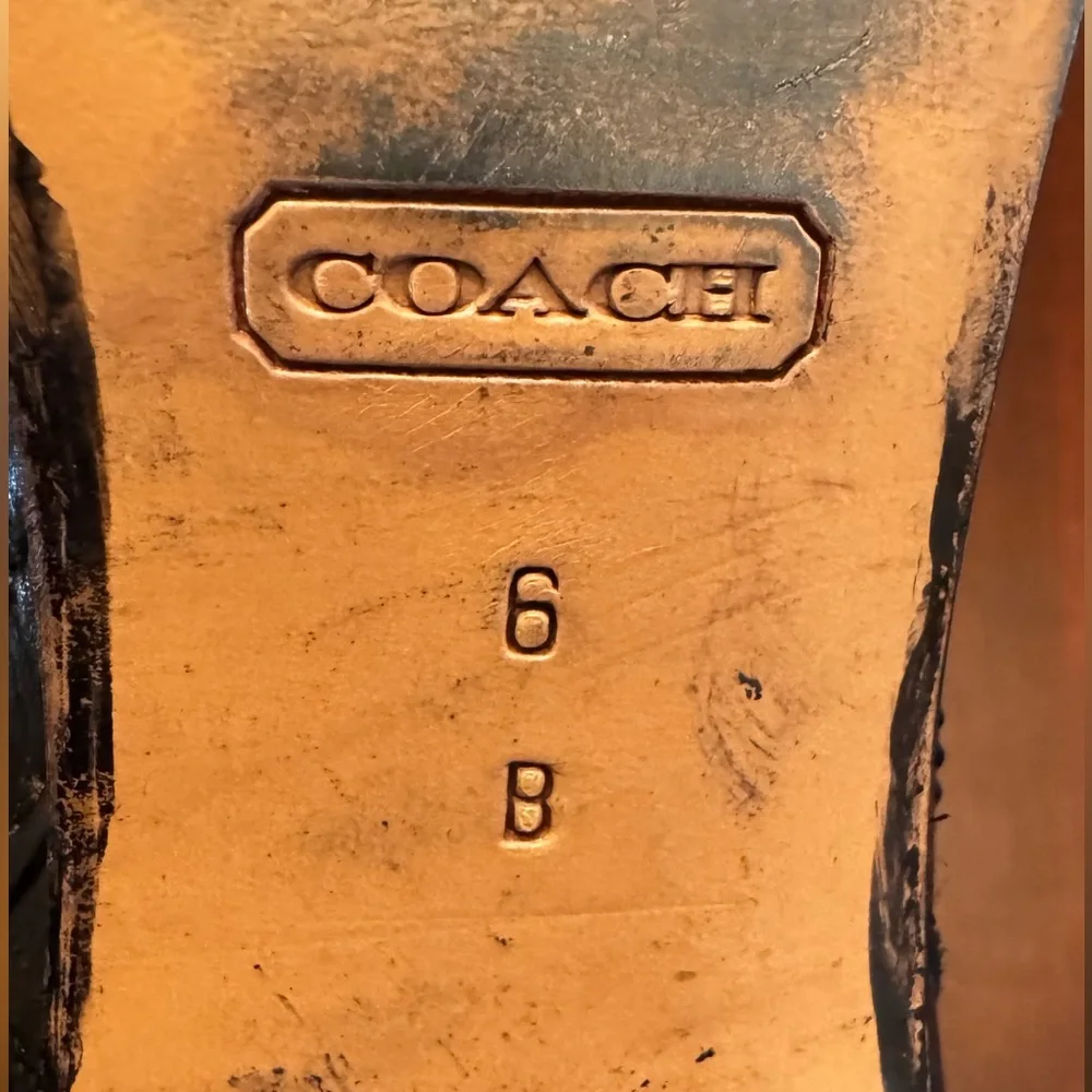 COACH Meadow Q220 Italy Signature Embossed Tall Black Leather Boots - Picture 11 of 13